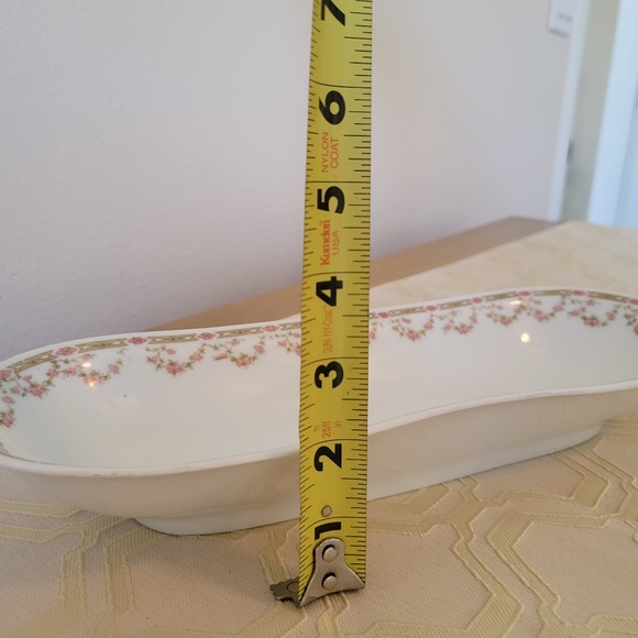 ANTIQUE Victoria Austria Celery Bowl Pink Rose Garland Pattern - Picture 12 of 12